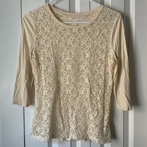 Delicate lace layering top 3/4 sleeves